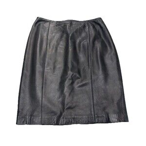 Talbots 100% Leather Pencil Skirt Women’s Black Size 4 Midi Classic Workwear